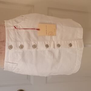 Angel Kiss White Button Down Skirt, Size Jrs 7 NWT